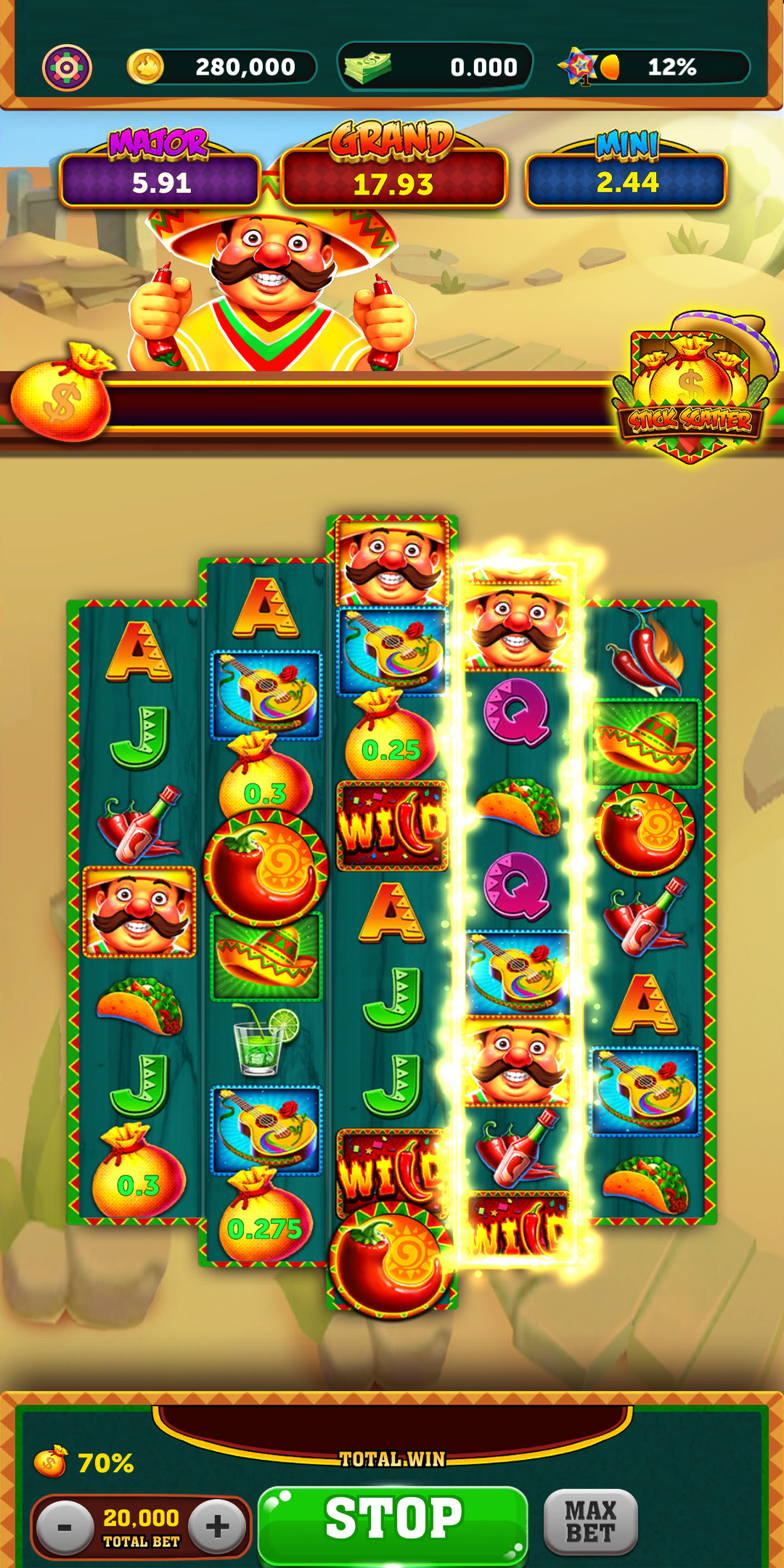 Slots Fiesta gameplay with reels and symbols
