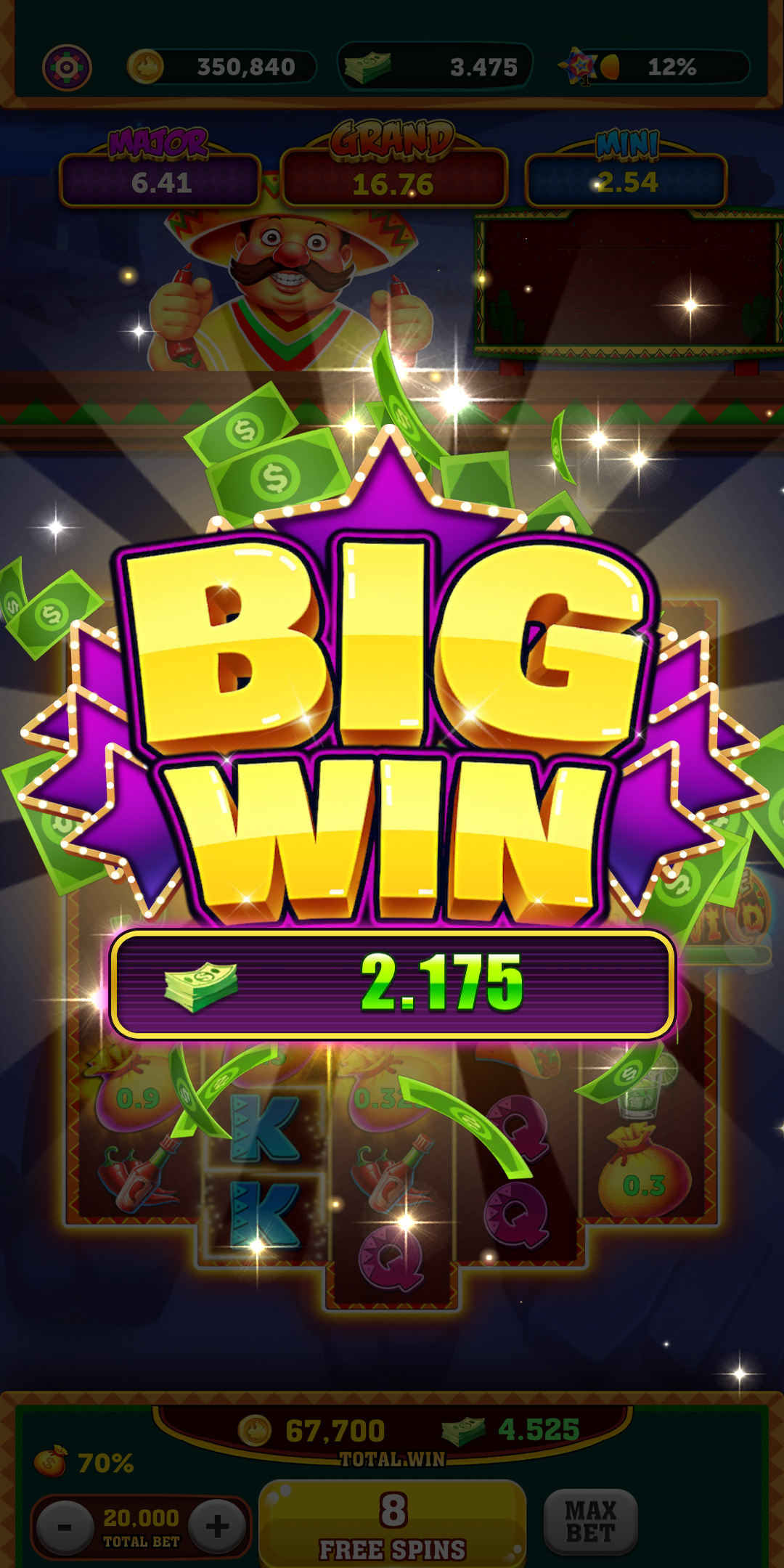 Slots Fiesta big win animation